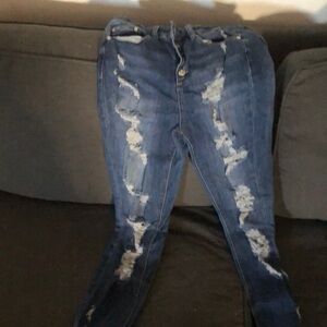Distressed Blue Jeans